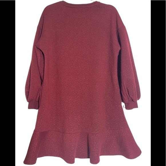 - NWT Anthropologie Red Wine Mare Mare Odila Texture Floral Knit Tunic Dress - Picture 7 of 11